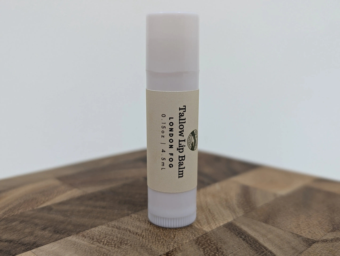 beef tallow lip balm scented in london fog